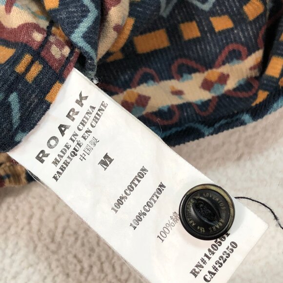 Roark Shirt Men's M Multicolor Aztec Flannel 100% Cotton Pocket Logo Button Down - Picture 16 of 16